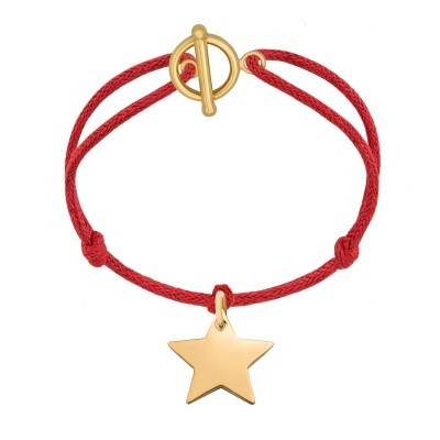 Rocky gull stjerneanheng på rød tråd med lås